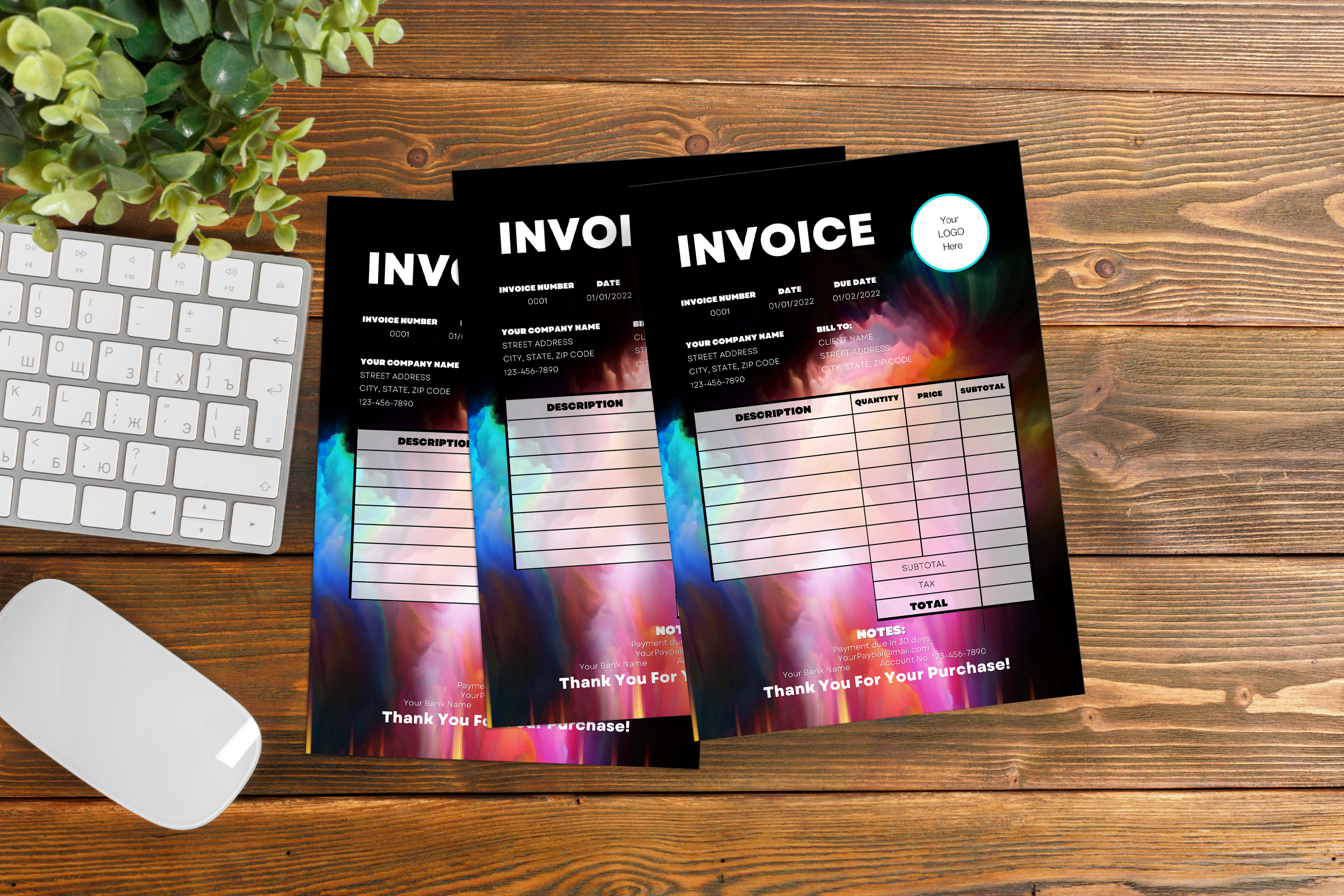 Creative Rainbow Business Invoice Template