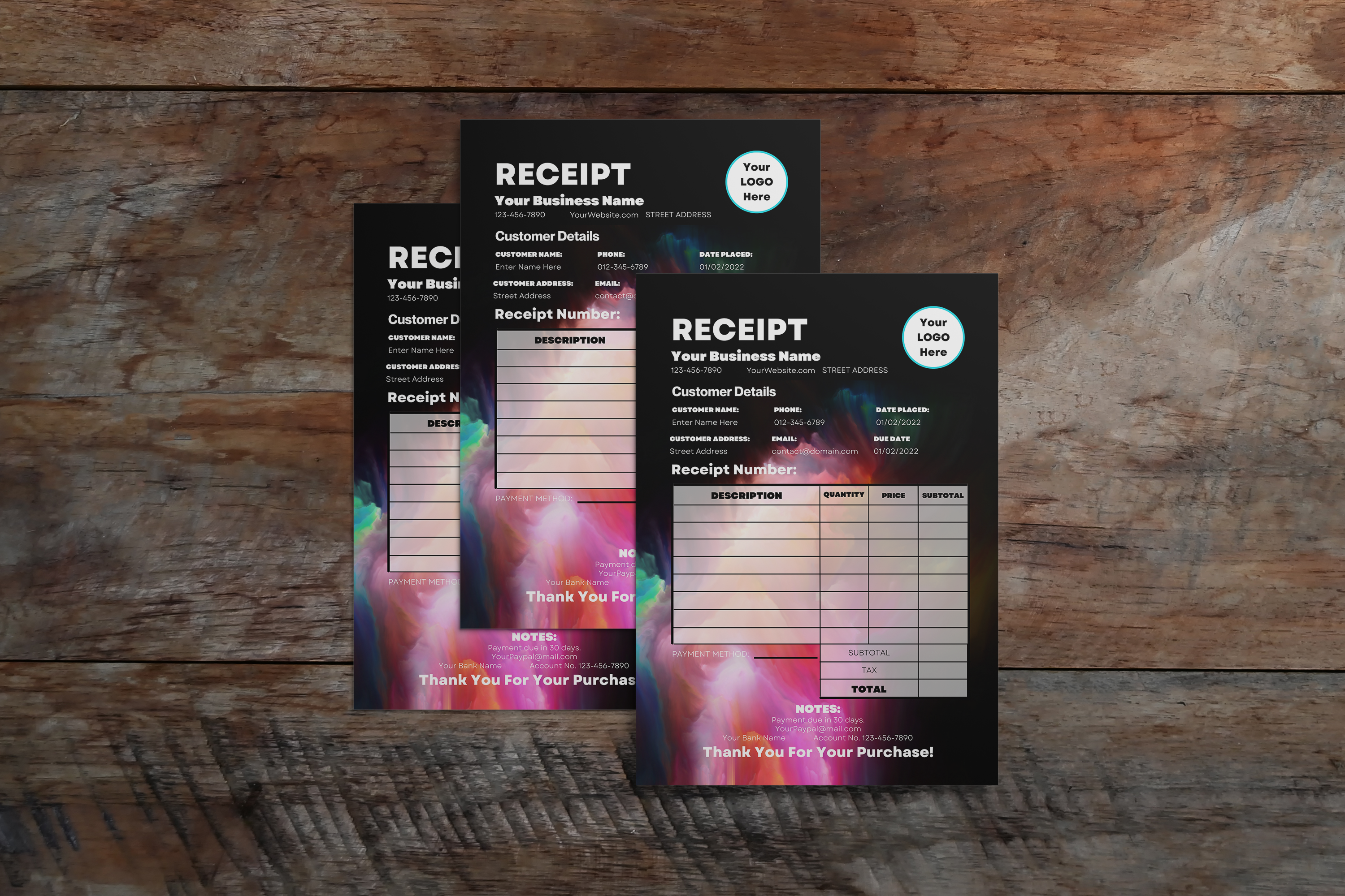 Creative Pastel Rainbow Small Business Receipt Template
