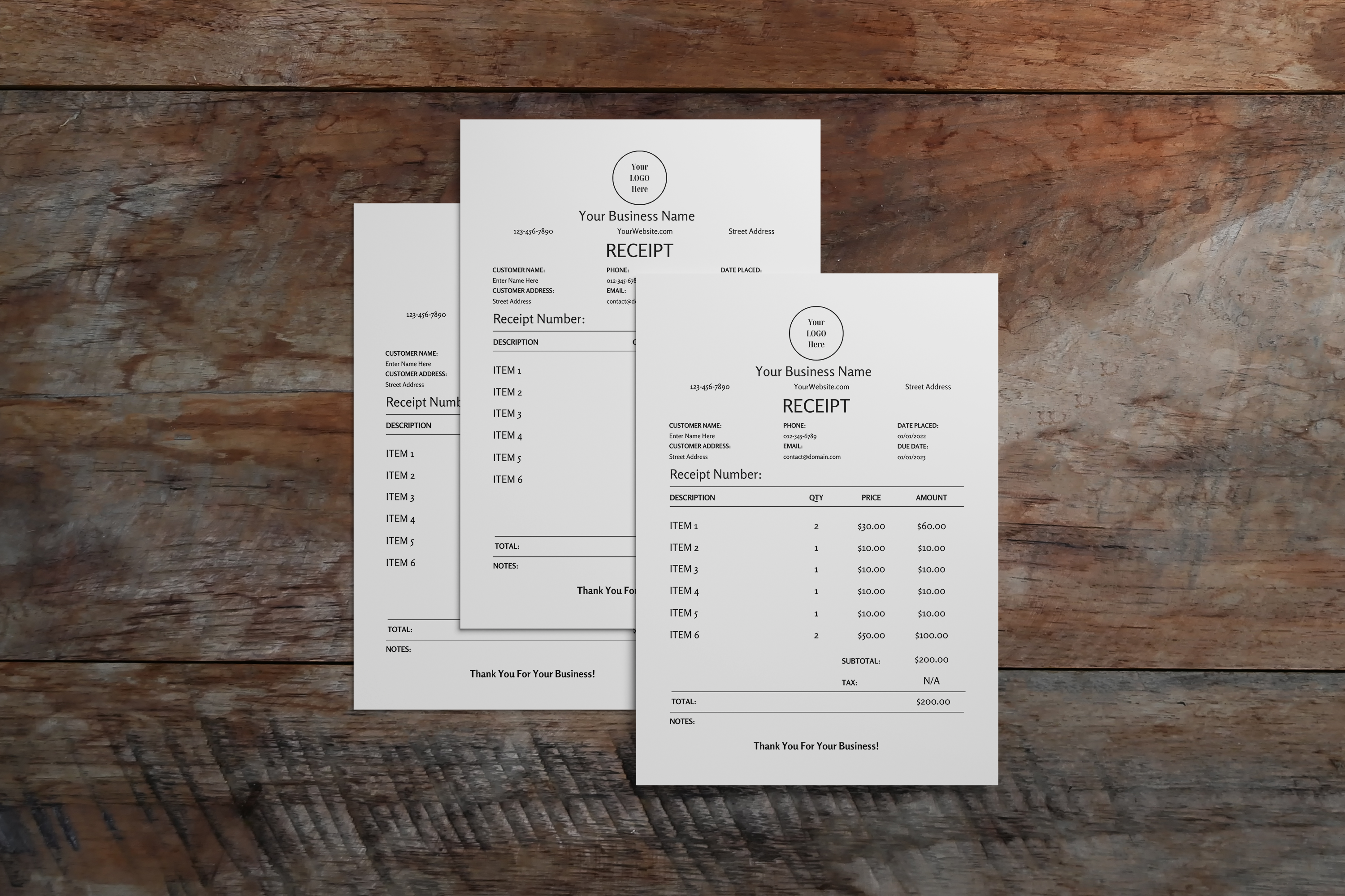 Editable Minimal Receipt Template