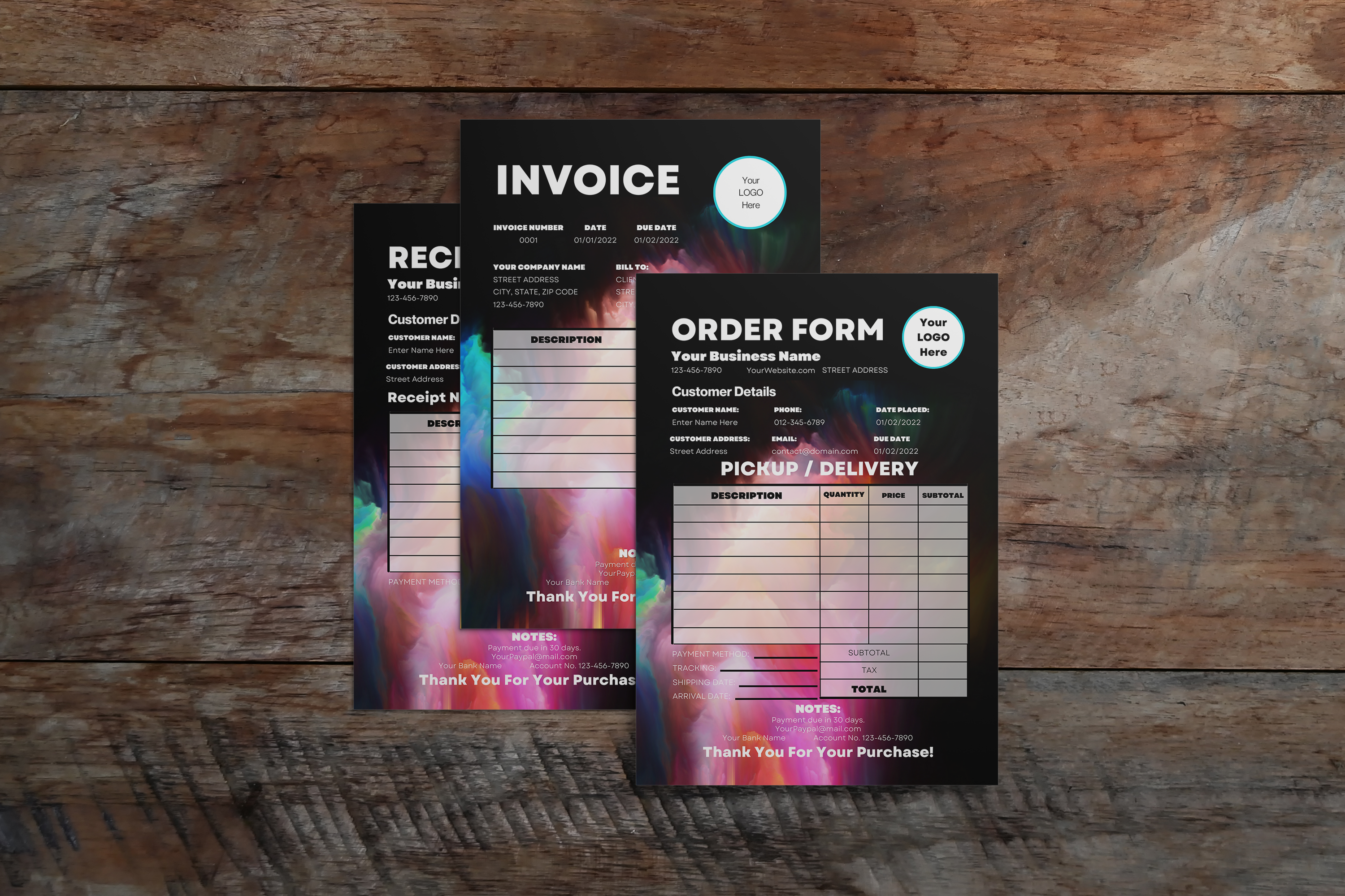 Complete Creative Pastel Rainbow Printable Stationery Template Bundle
