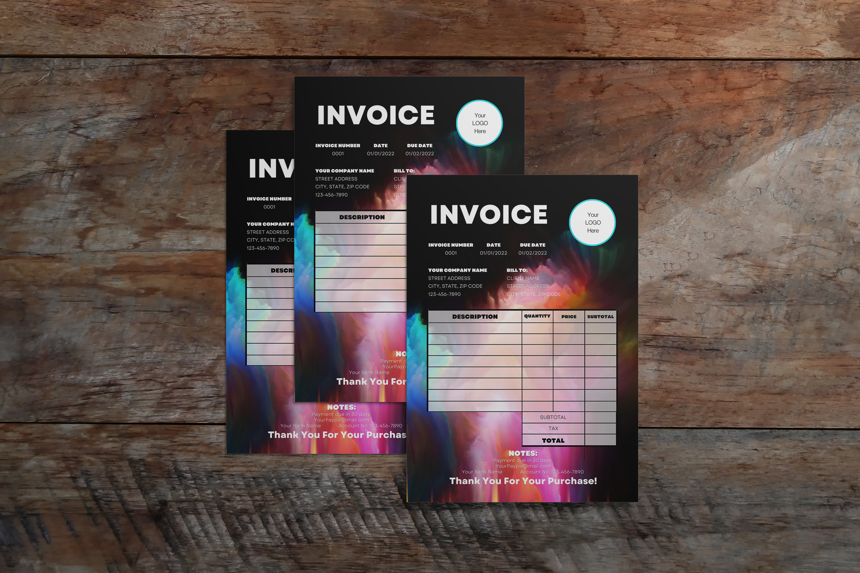 Creative Rainbow Business Invoice Template