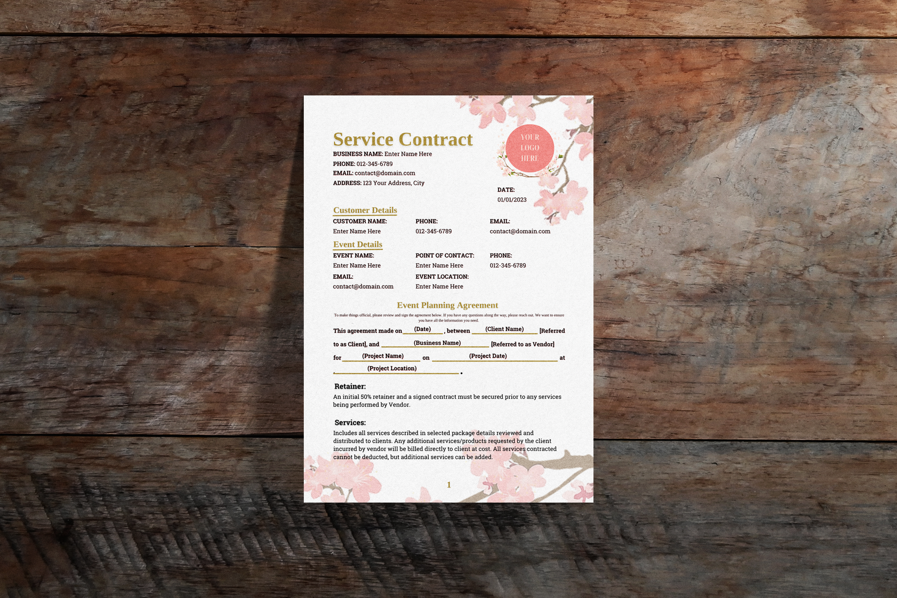 Floral Service Contract Template