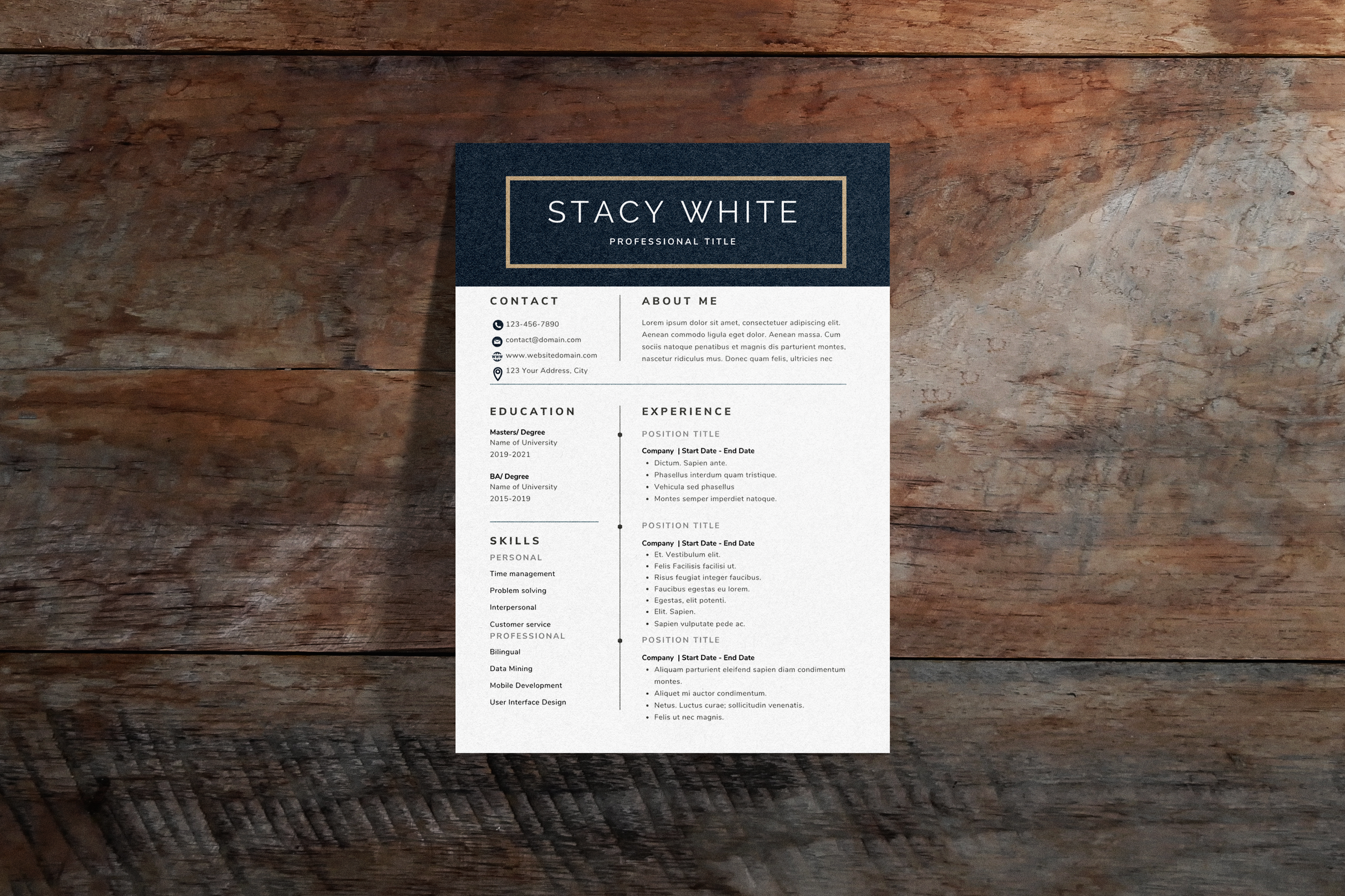 Professional Modern Resume CV Template for Word, Google Docs & Canva