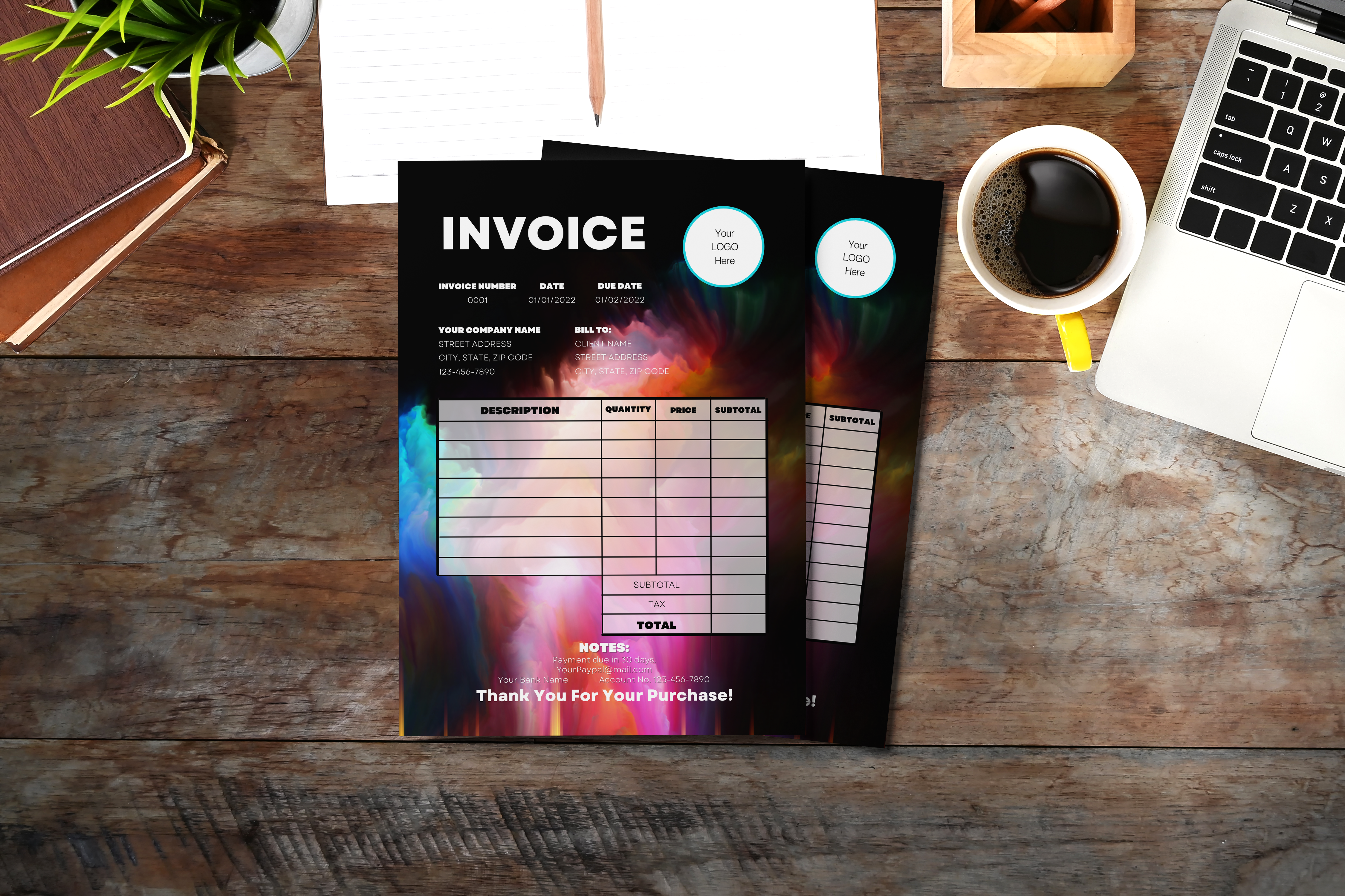Creative Rainbow Business Invoice Template