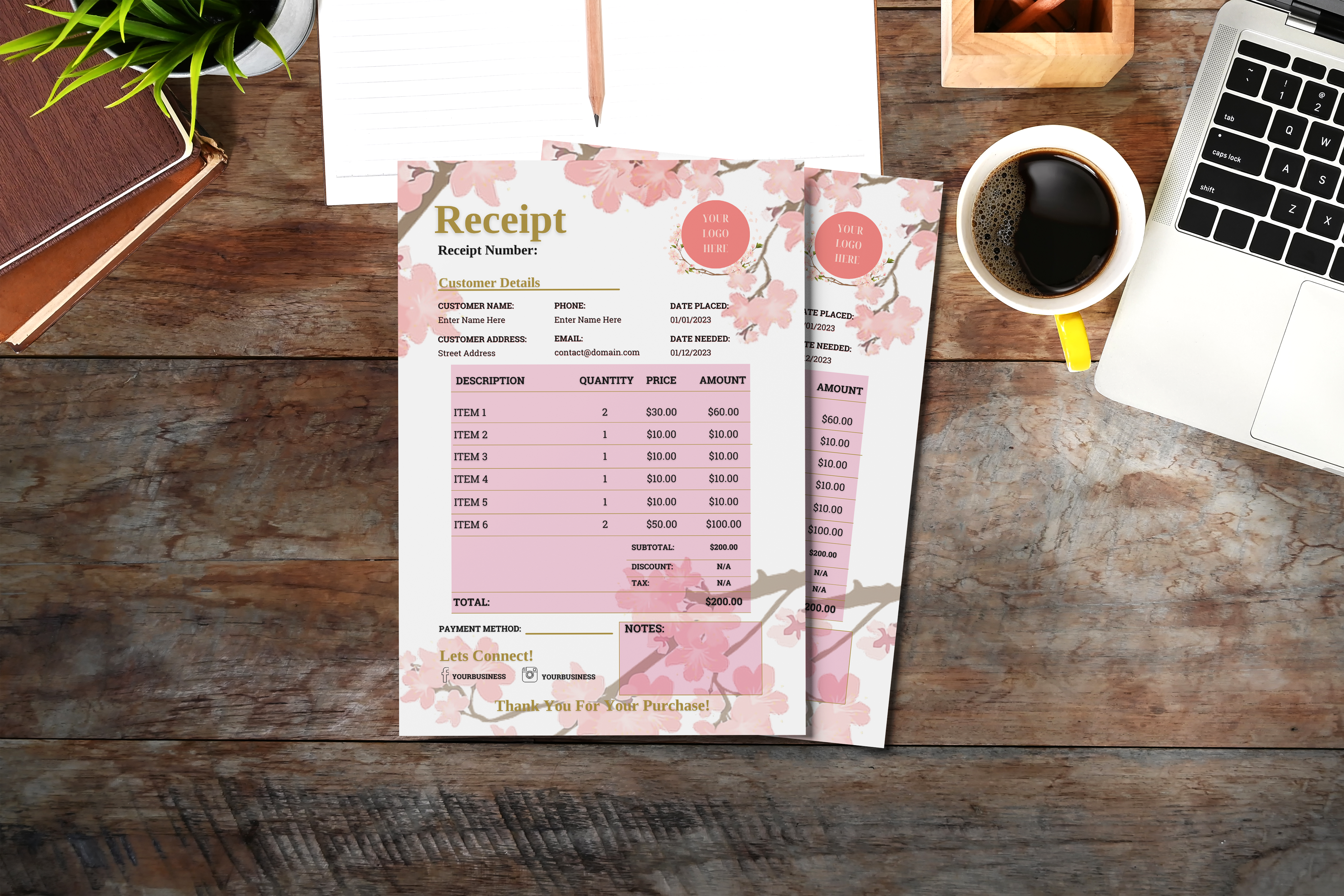 Floral Business Receipt Template