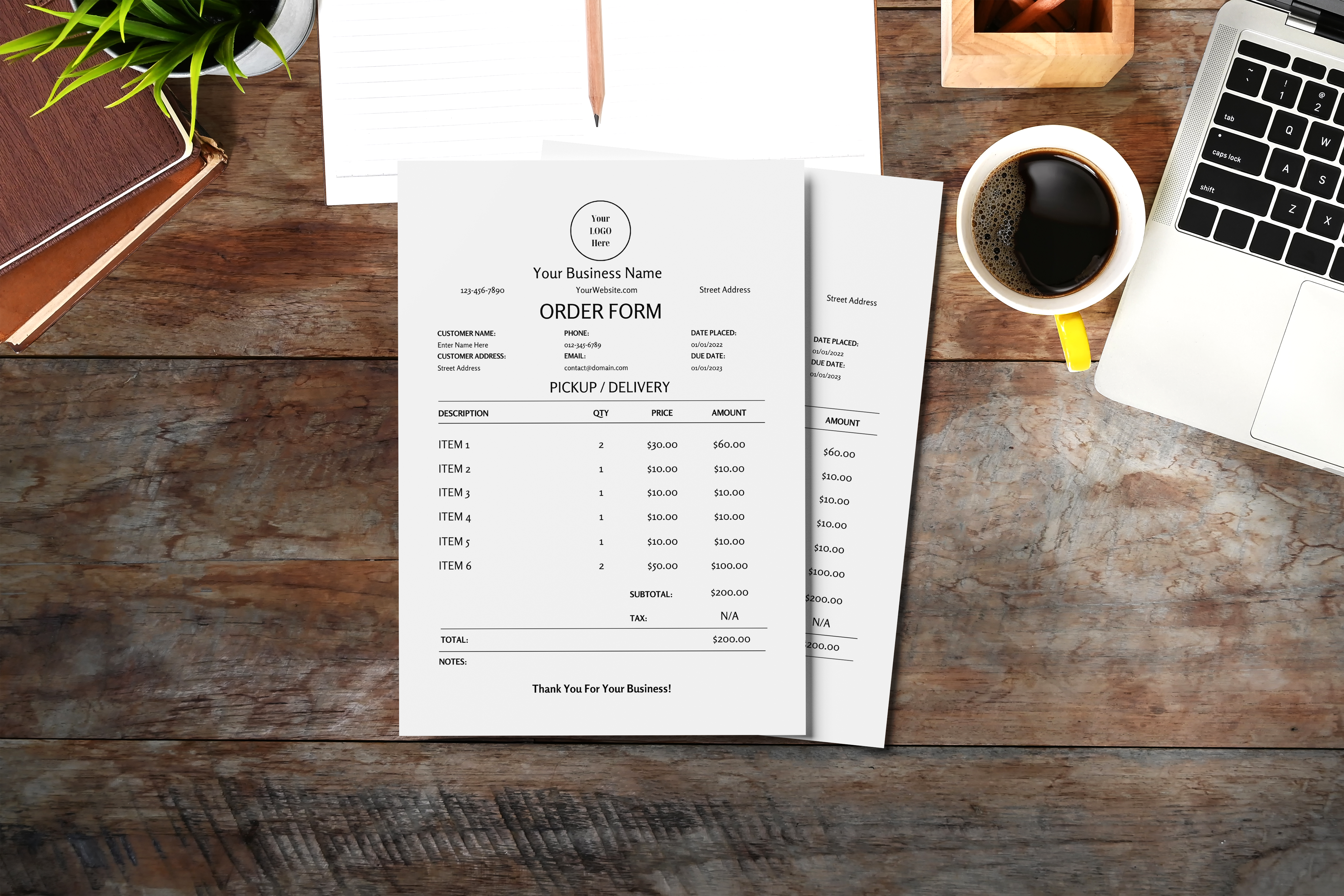 Minimal Purchase Order Form Template
