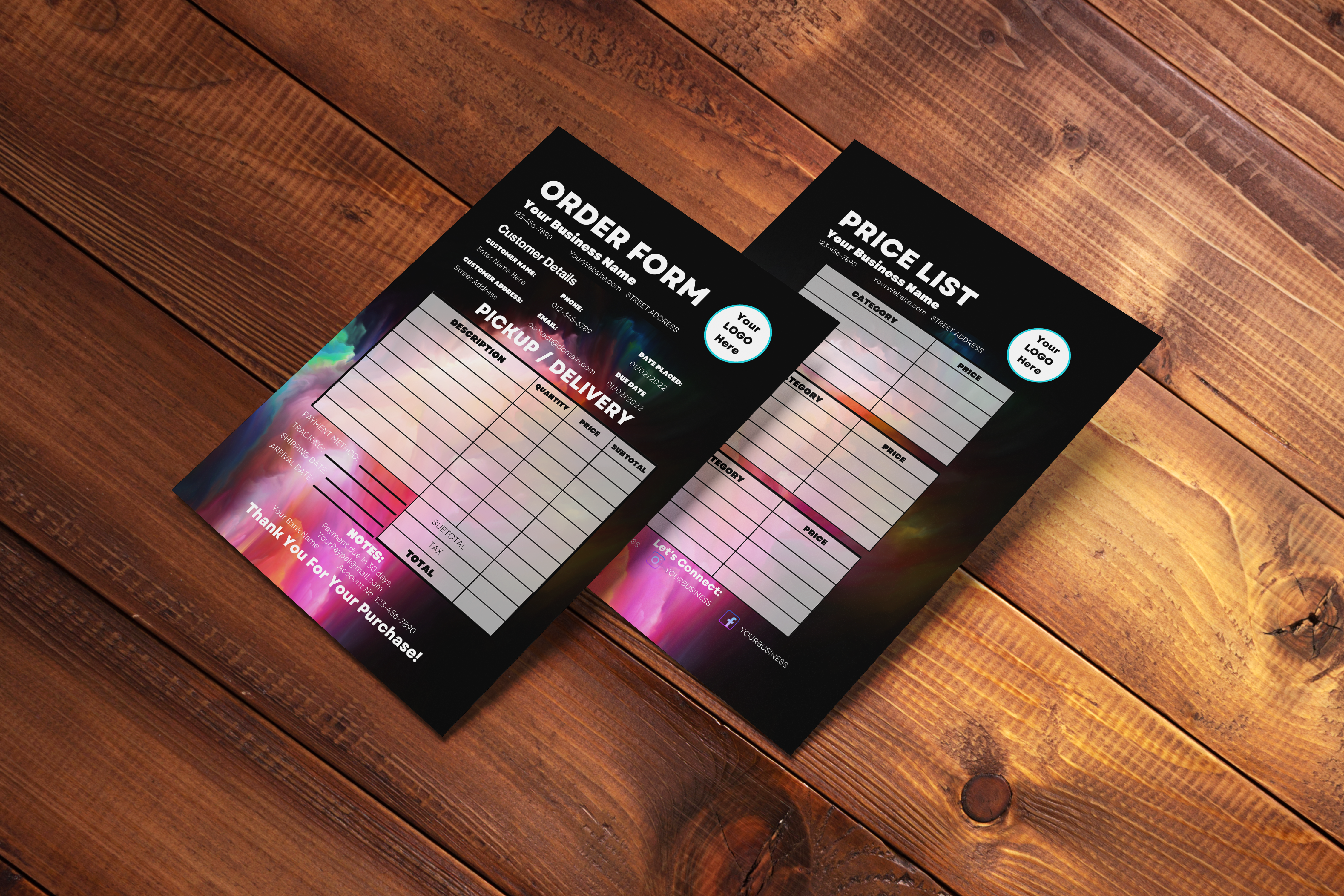Complete Creative Pastel Rainbow Printable Stationery Template Bundle