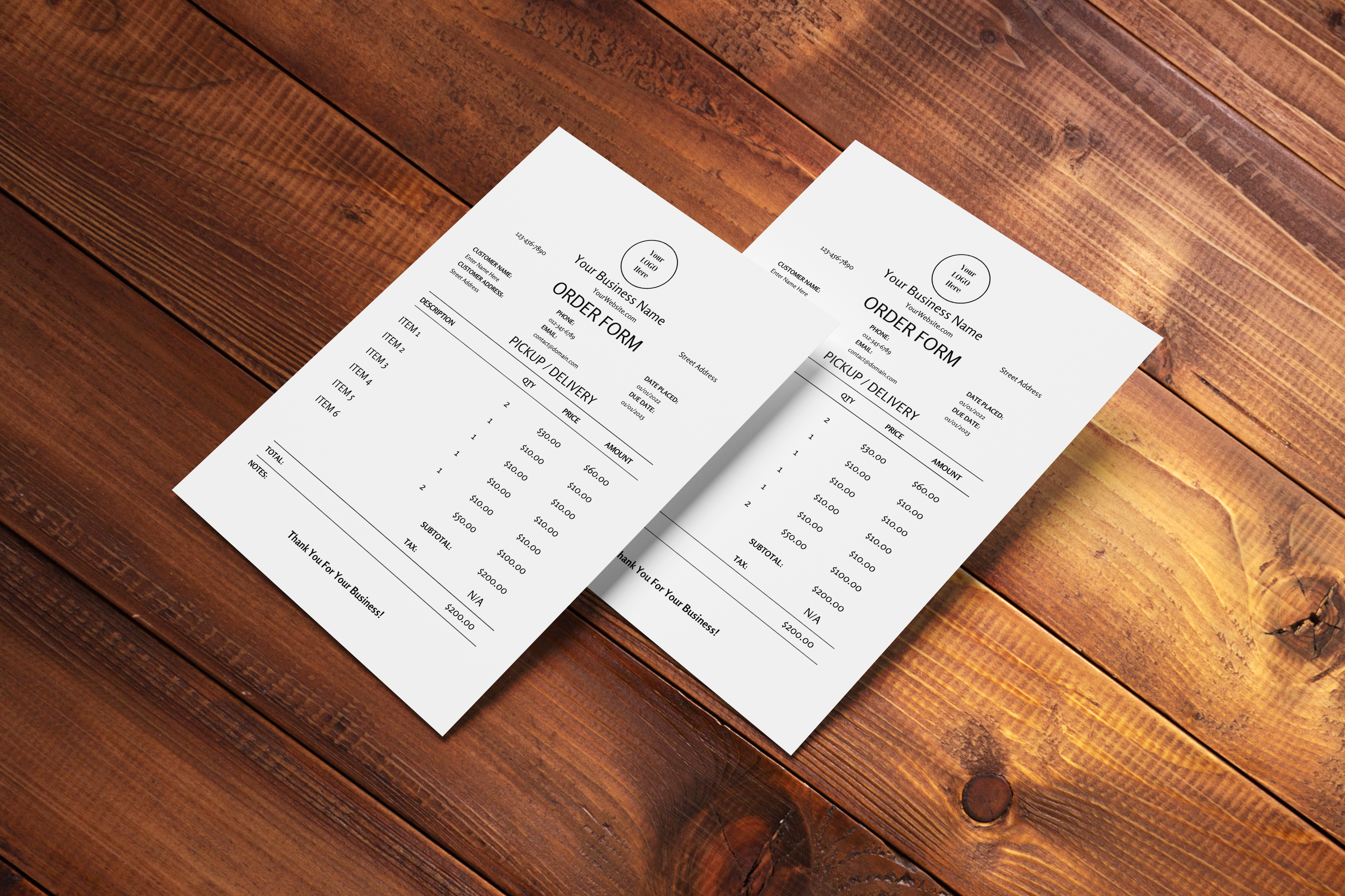 Minimal Purchase Order Form Template