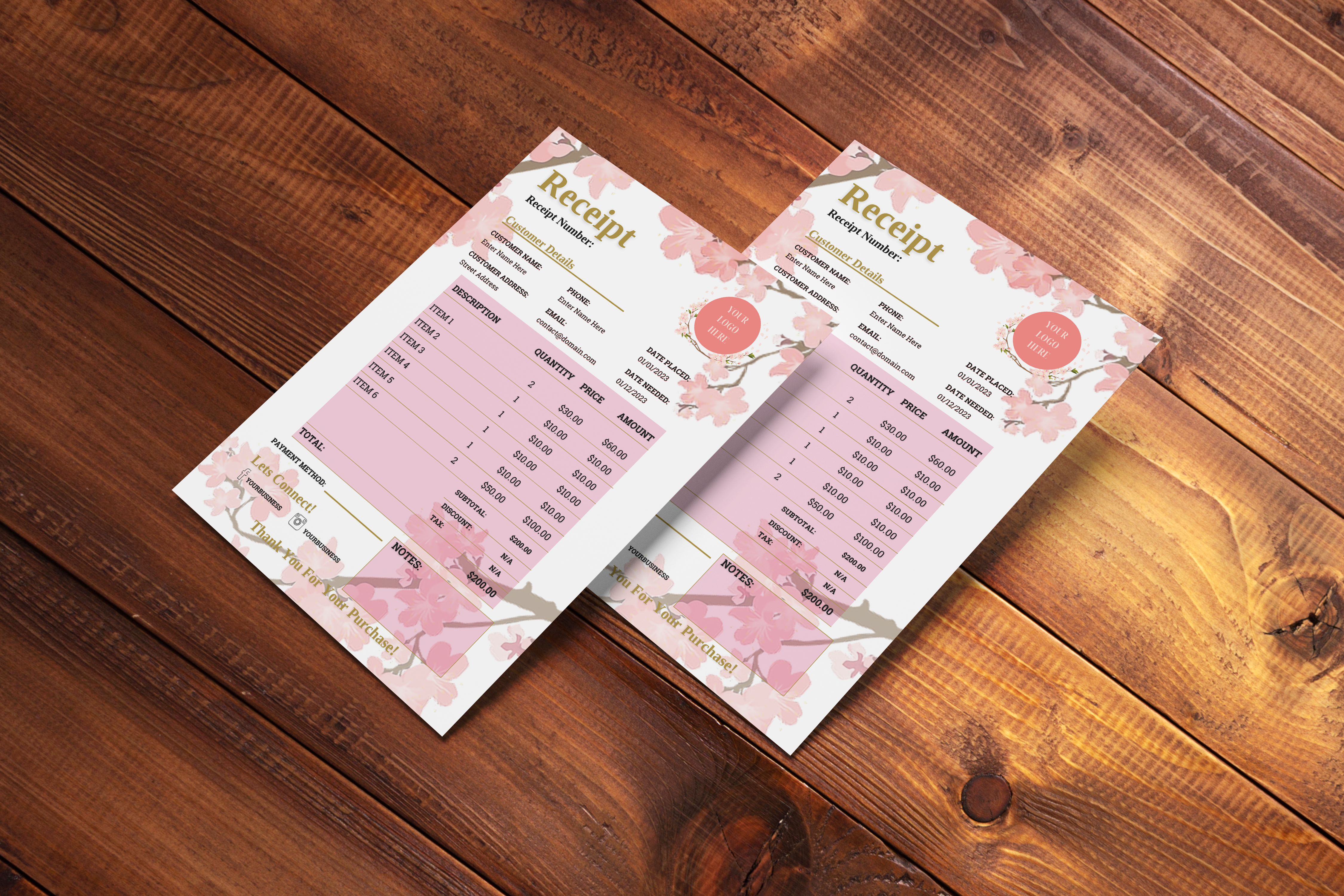 Floral Business Receipt Template