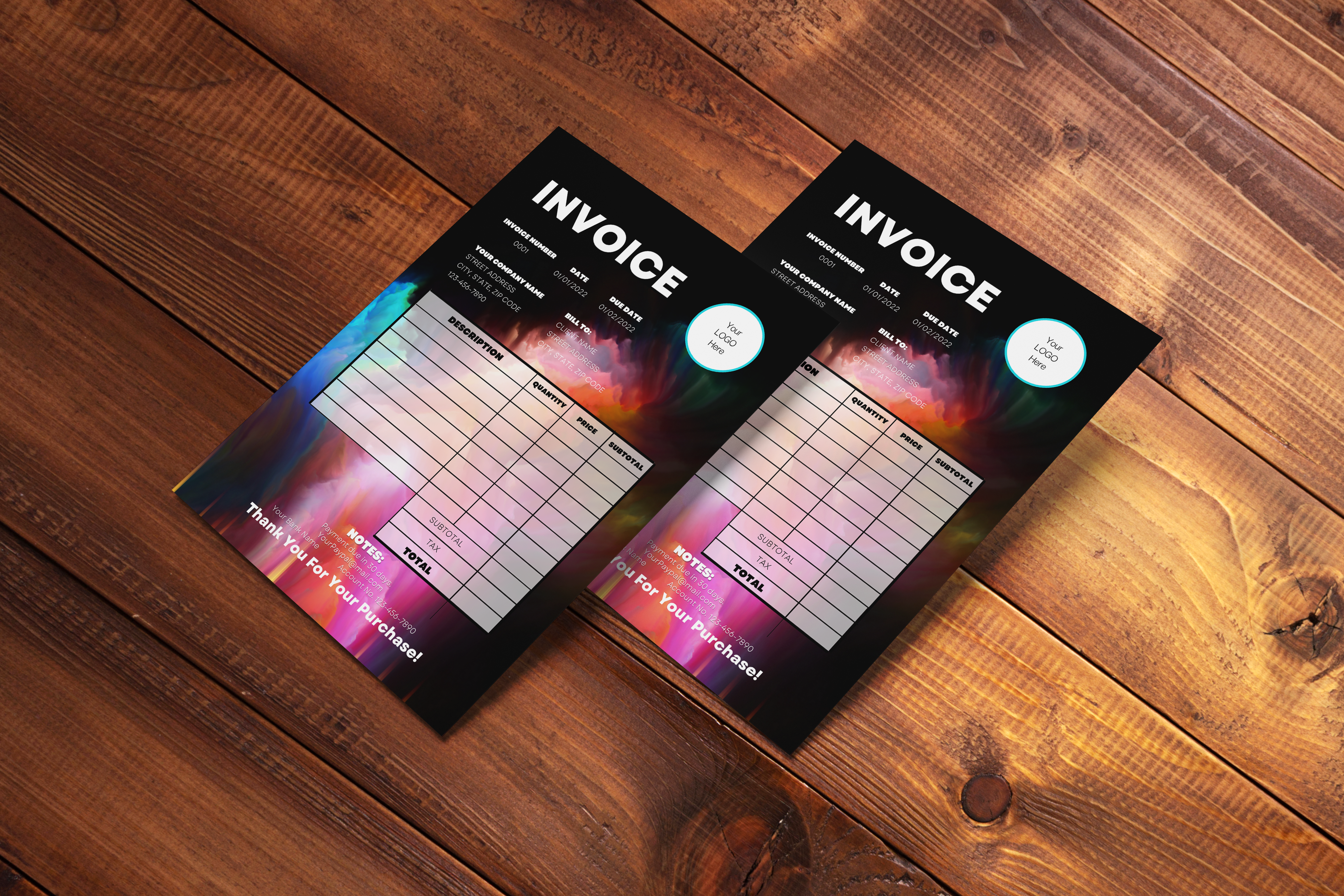 Creative Rainbow Business Invoice Template