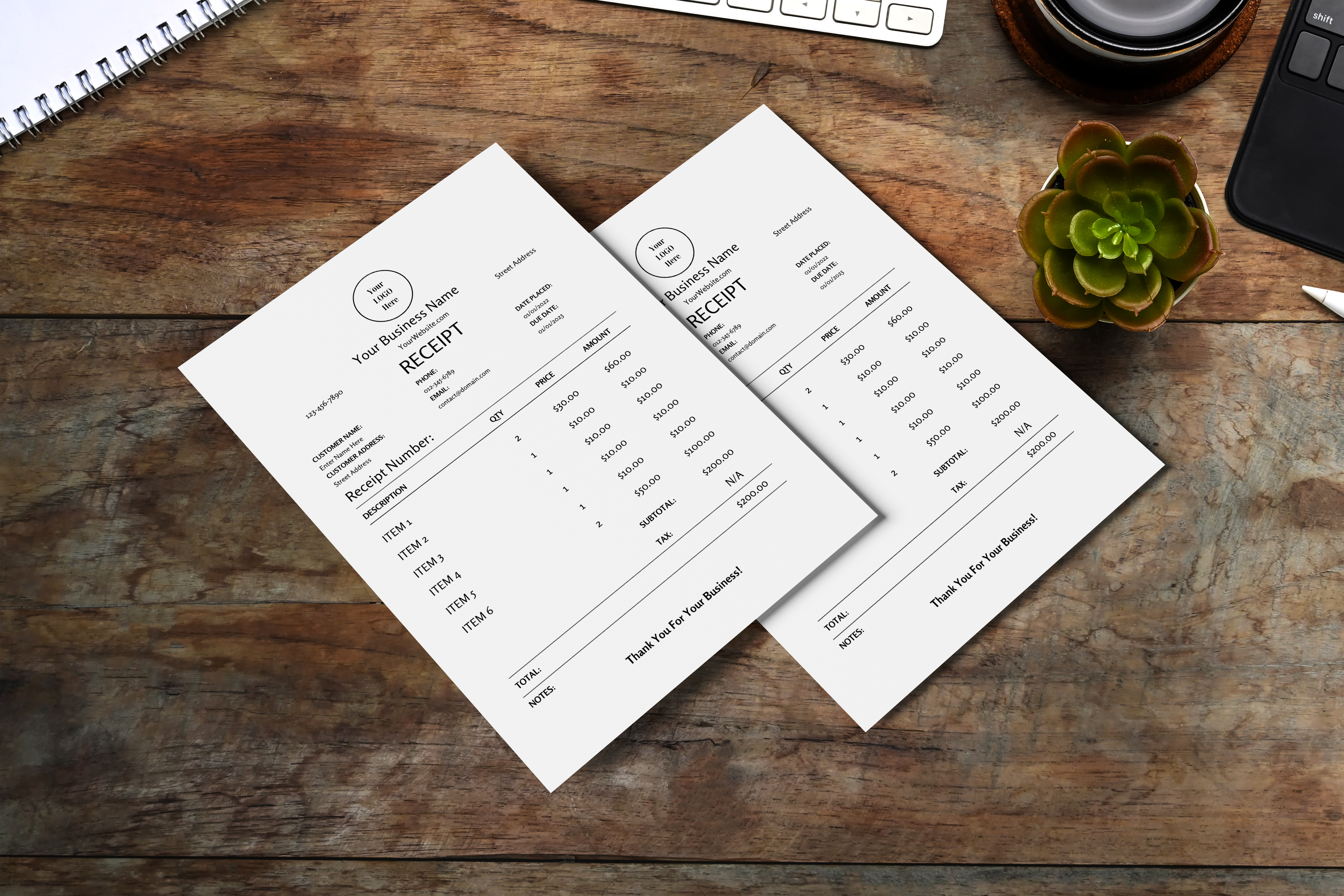 Editable Minimal Receipt Template