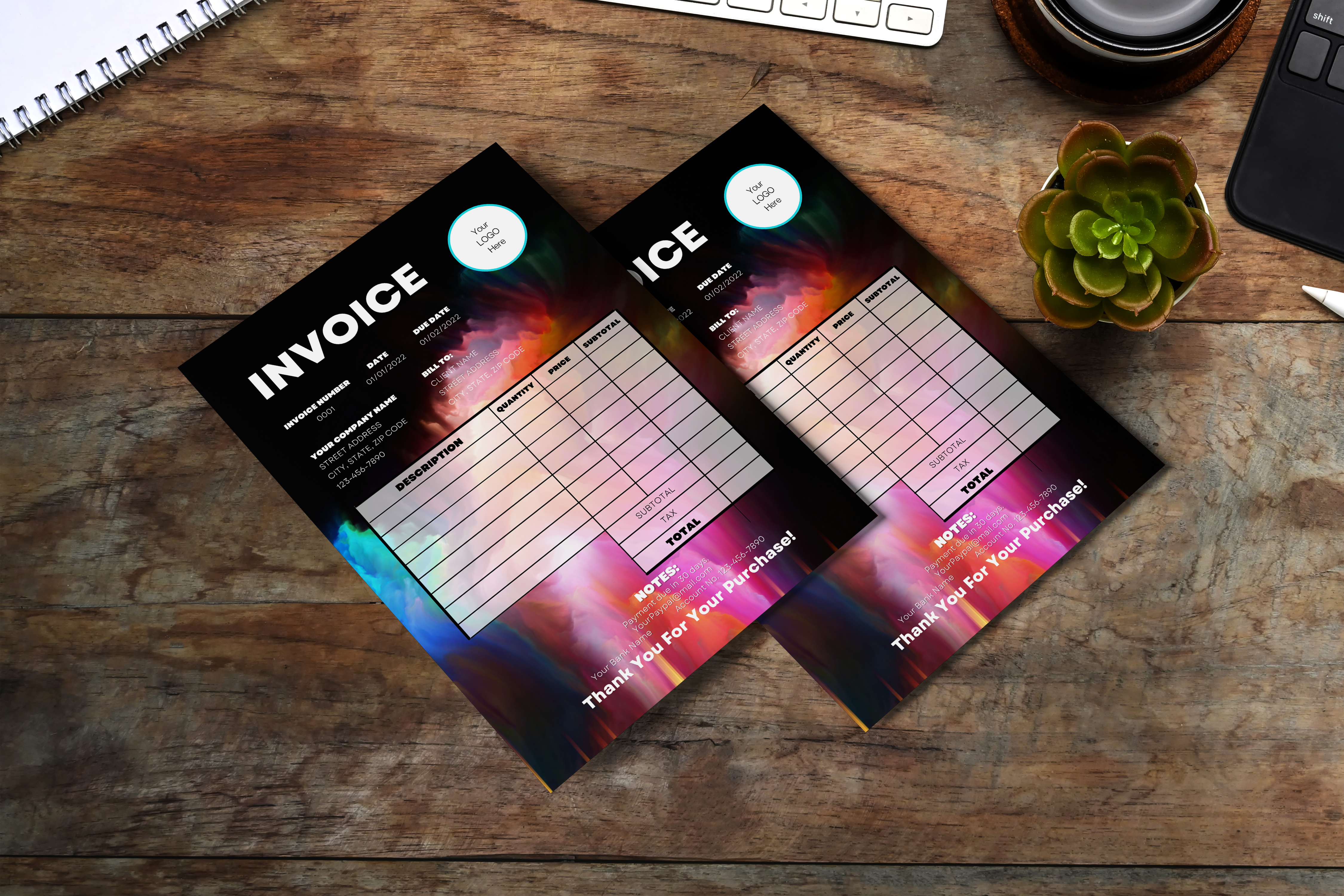 Creative Rainbow Business Invoice Template