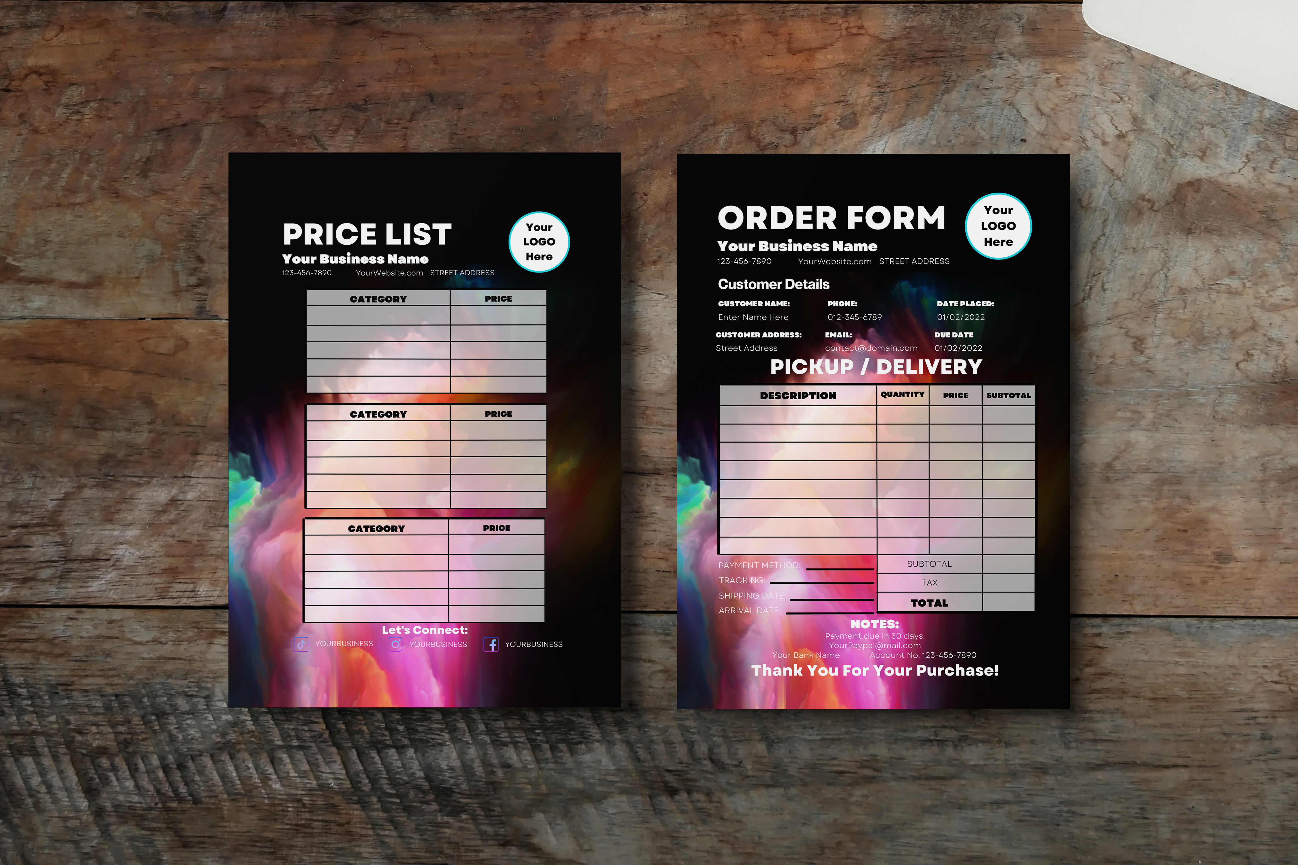 Complete Creative Pastel Rainbow Printable Stationery Template Bundle