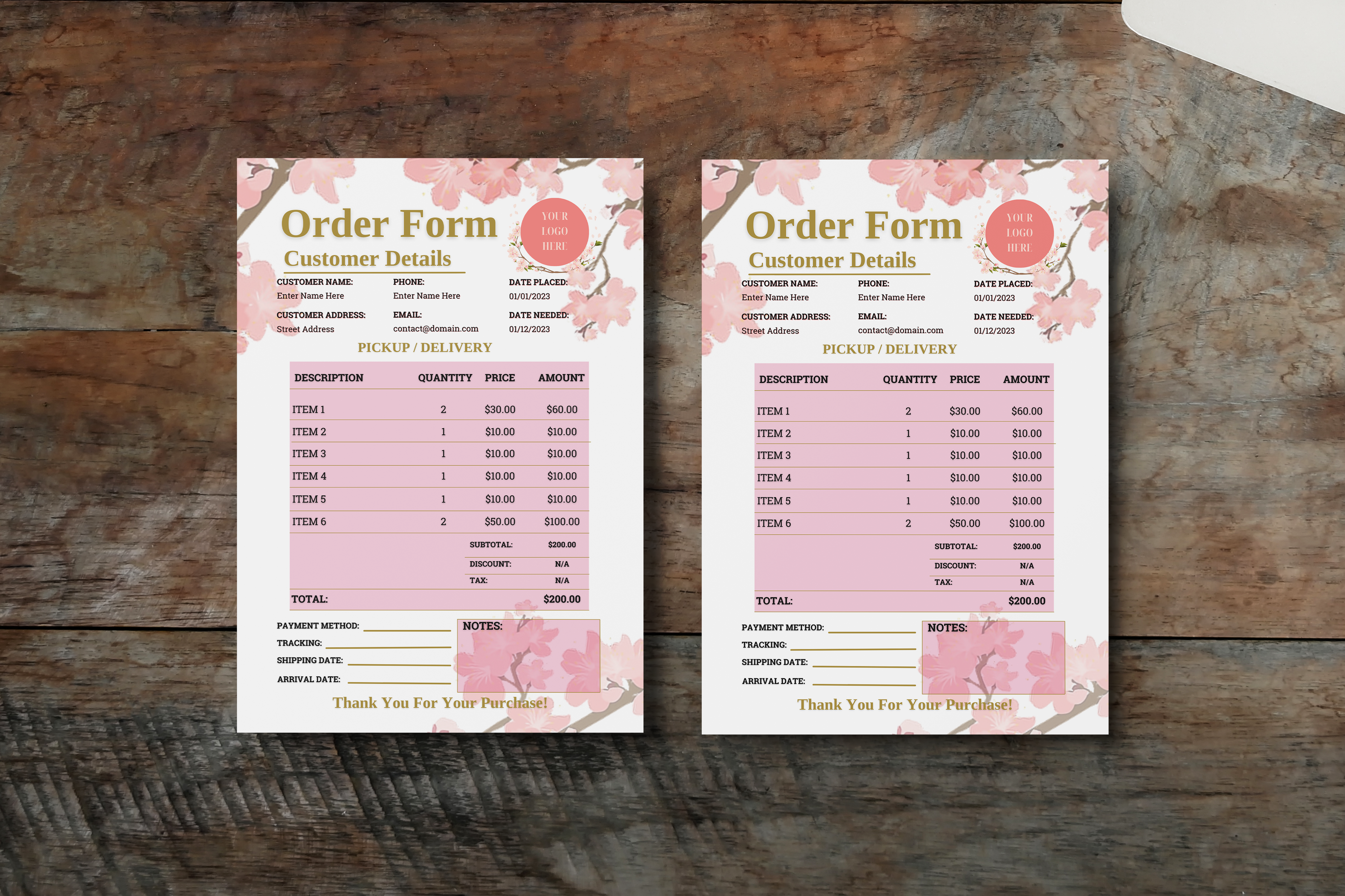 Floral Order Form Template