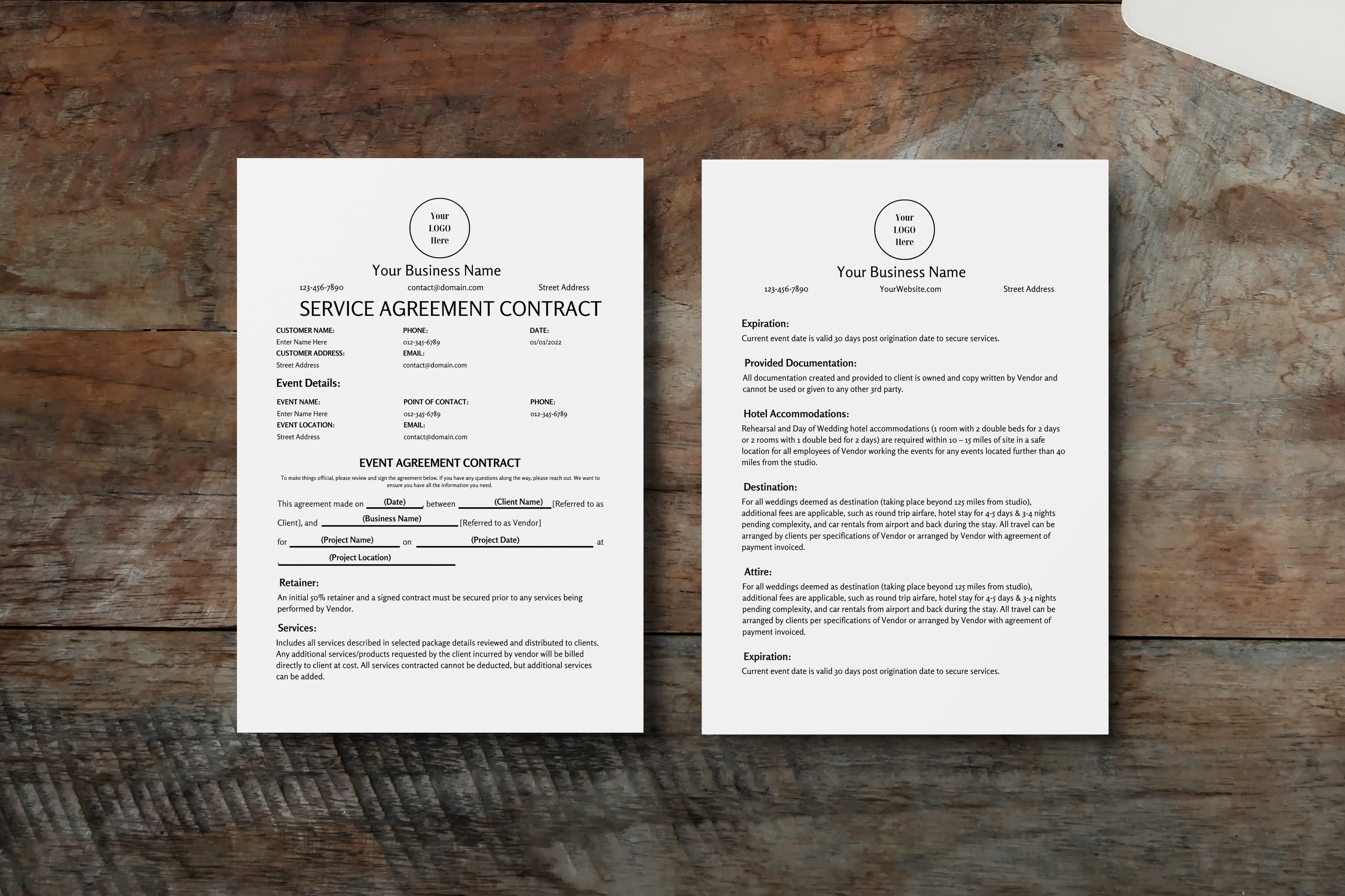Minimal Service Contract Agreement Template