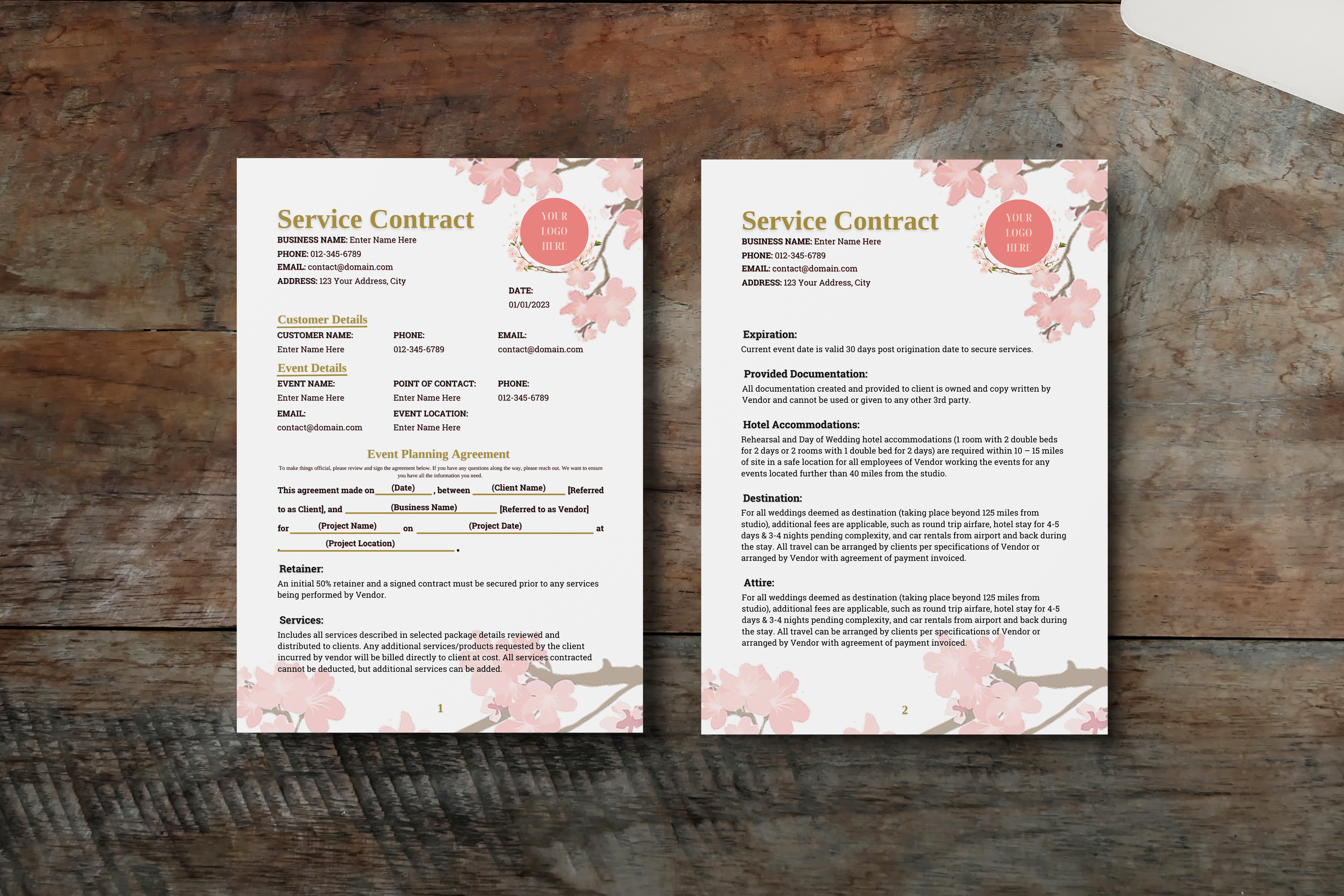 Floral Service Contract Template