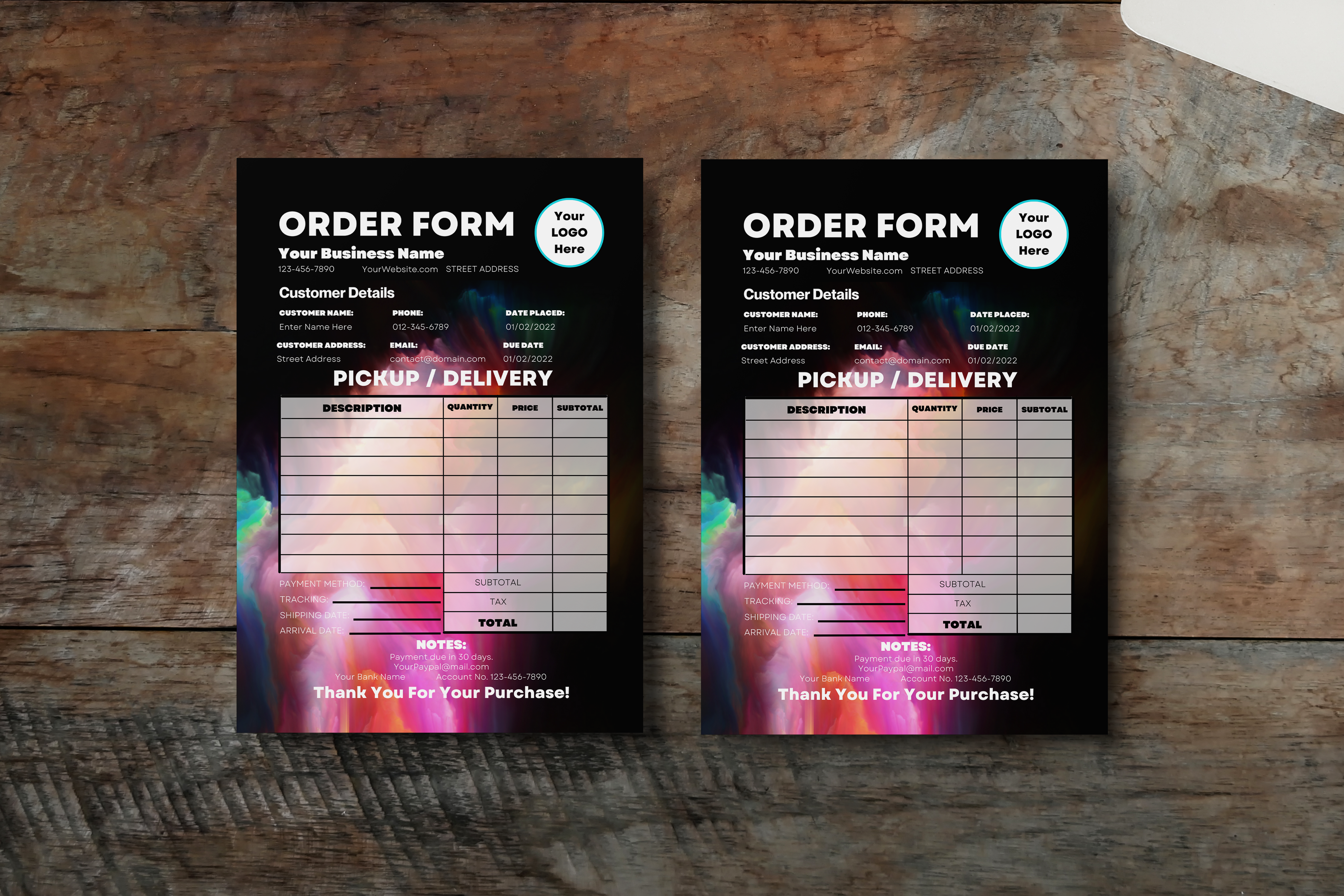 Editable Craft Order Form Template