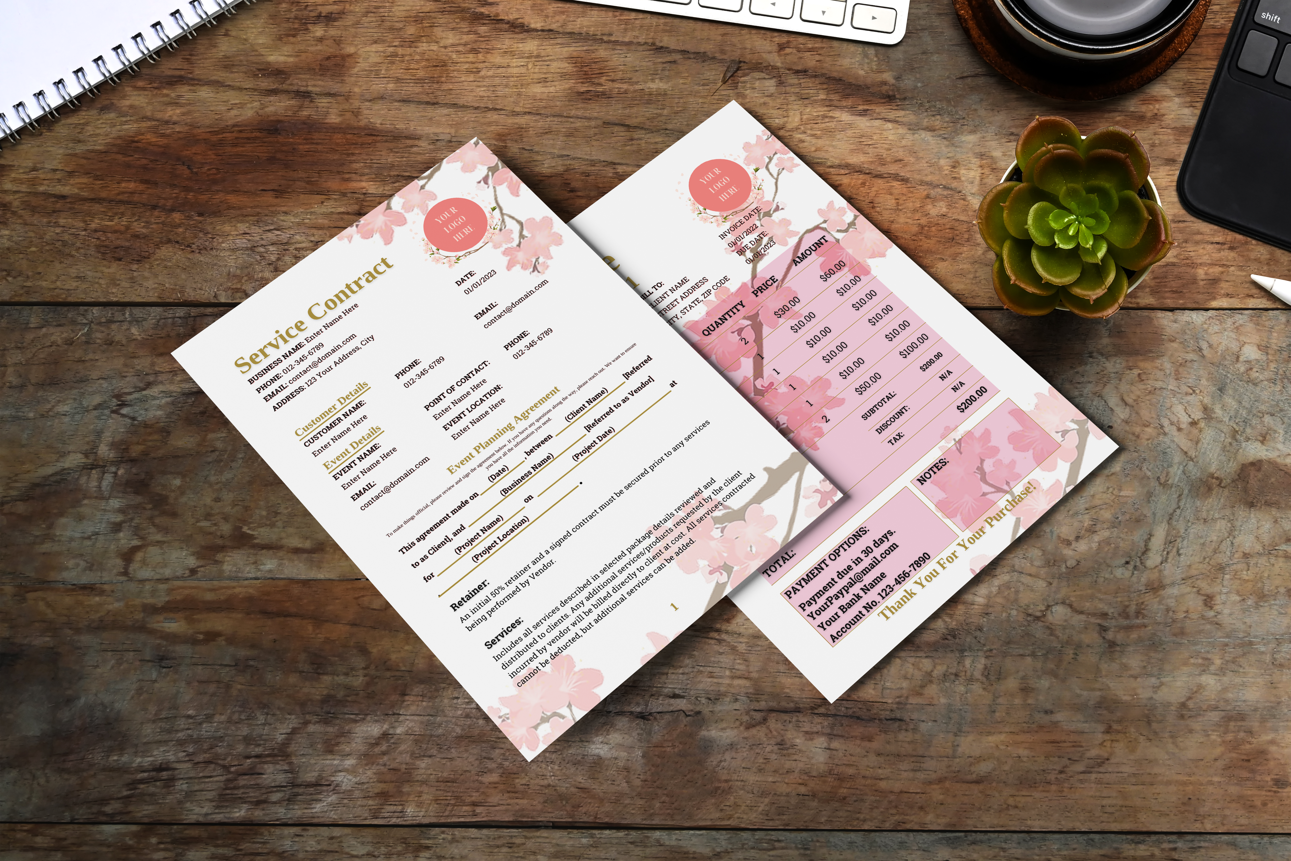 Floral Stationery Templates Bundle