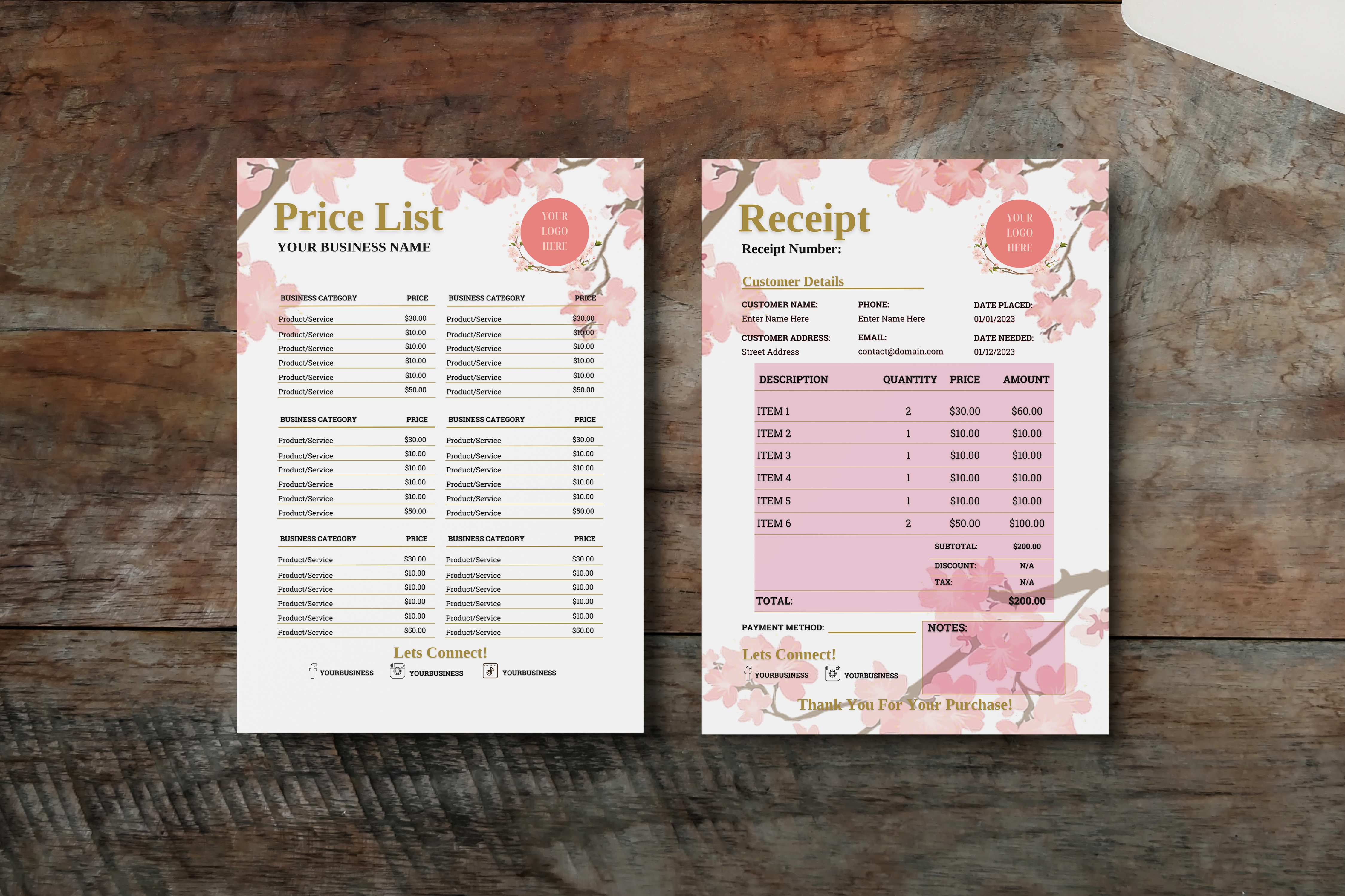 Floral Stationery Templates Bundle