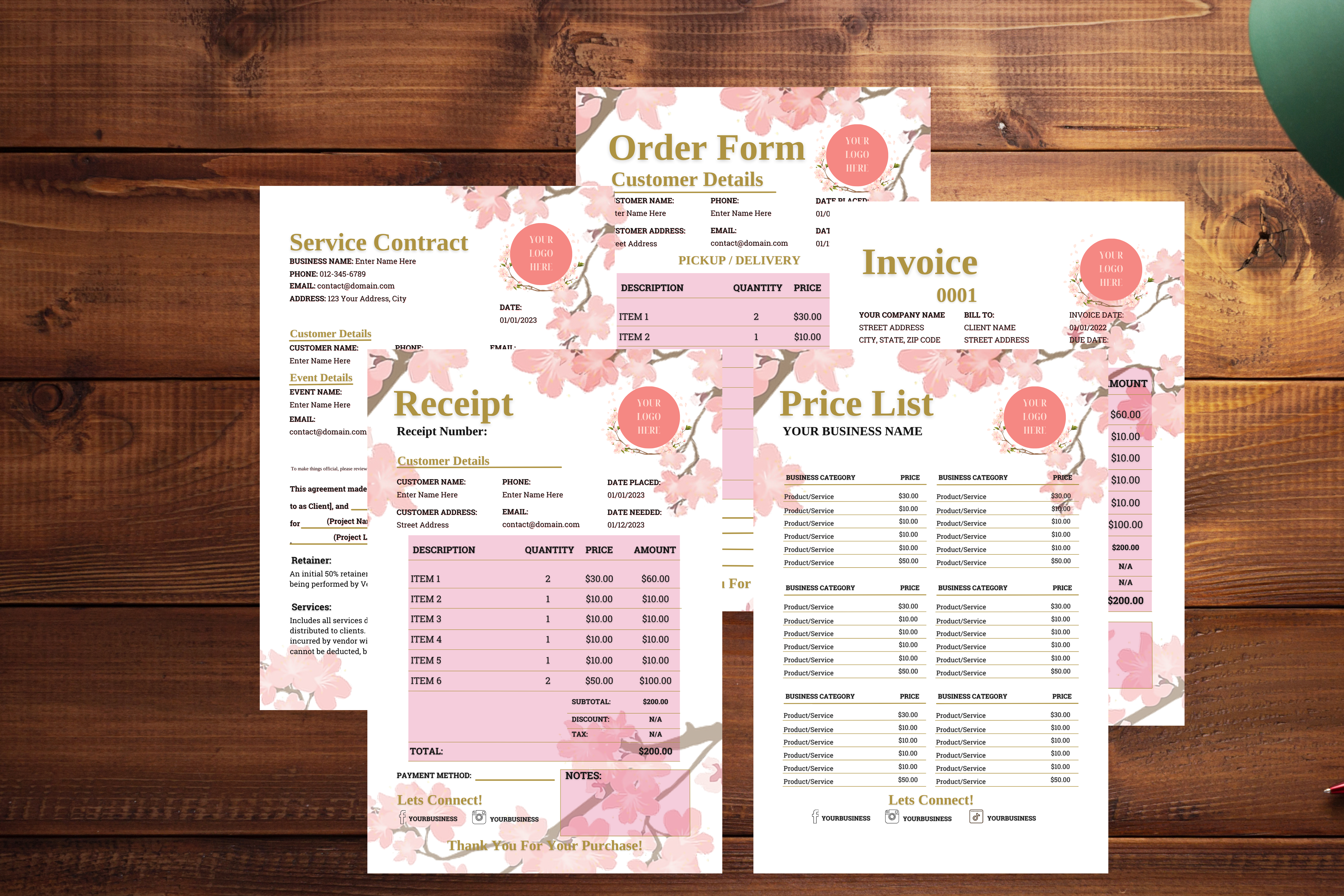 Floral Stationery Templates Bundle