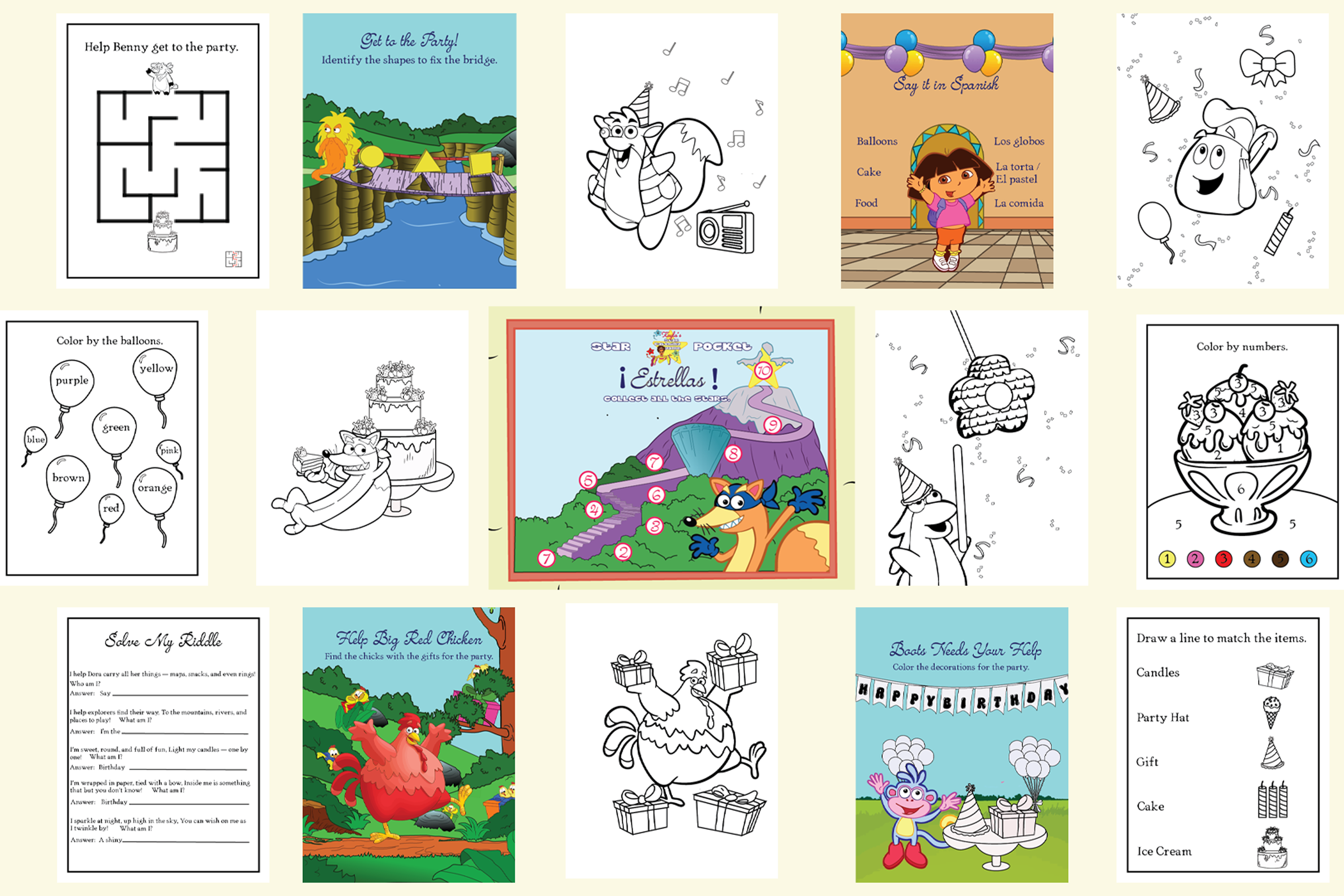 Printable Dora the Explorer Birthday Activities Bundle