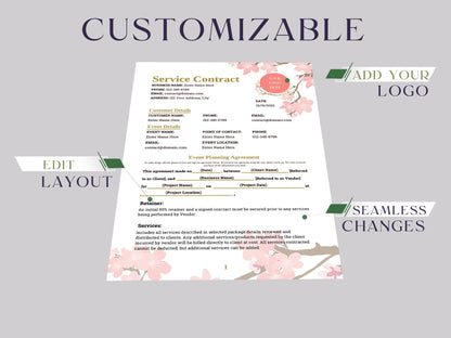 Event/Wedding Planner/Florist/Photography Contract Template Business Client Intake Form Terms of Service Agreement Onboarding Welcome Packet