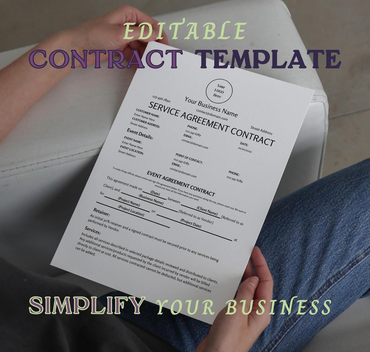 Minimal Photography Contract Template Client Intake Form Editable Template 6 Page Print Release Wedding Contract Agreement Client Onboarding