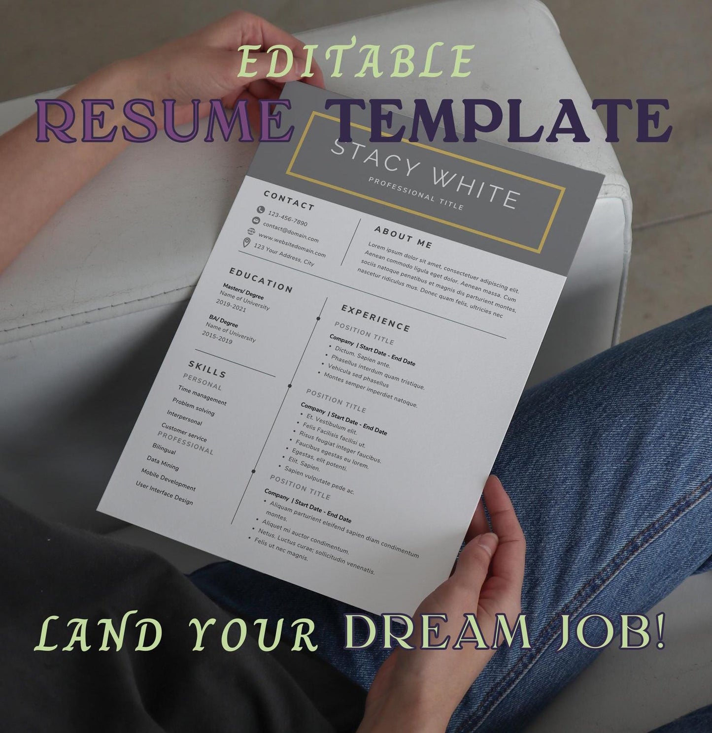 Modern CV Resume Template Bundle for MS Word, Google Docs, & Canva