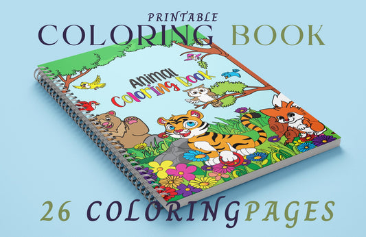 Wildlife Animal Digital Coloring Book, Woodland Wedding Coloring Book, Unicorn Coloring Pages for Adults, Baby Shower/Bridal Shower Games