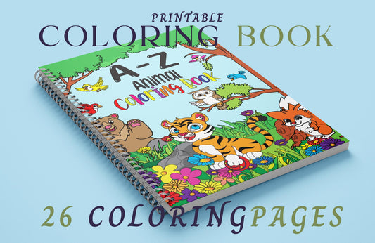 Printable Animal Alphabet Coloring Pages for Kids, ABC Alphabet Digital Coloring Book, Kids Coloring Pages, Alphabet Coloring Book, ABC Book