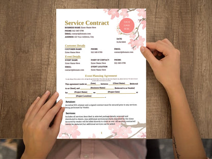 Event/Wedding Planner/Florist/Photography Contract Template Business Client Intake Form Terms of Service Agreement Onboarding Welcome Packet