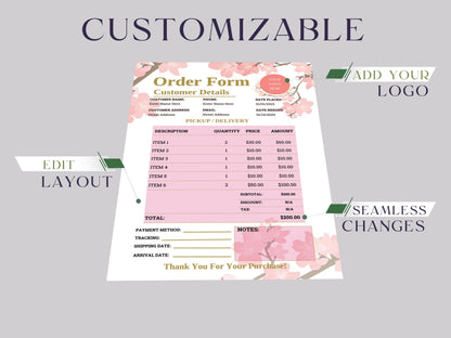 Event/Wedding Planner/Floral/Photography Print Order Form Template Custom Wholesale Catalog Purchase Order Tracker Small Craft Business Form