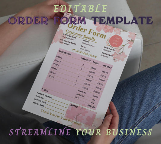 Event/Wedding Planner/Floral/Photography Print Order Form Template Custom Wholesale Catalog Purchase Order Tracker Small Craft Business Form