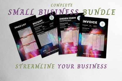 Pastel Rainbow Marketing Small Business Starter Kit Printable Stationery Forms Branding Templates Bundle Editable Product Packaging Inserts