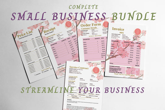 Event/Wedding Planner/Floral Price List/Invoice/Receipt/Order Form/Contract Marketing Small Business Starter Kit Branding Templates Bundle