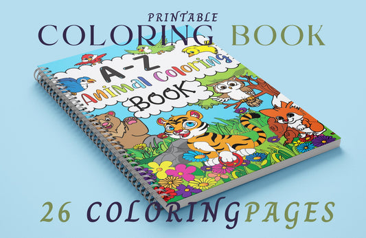 Printable ABC Animal Alphabet Personalized Coloring Book for Kids, ABC Alphabet Coloring Pages, Owl Coloring Page, Children Coloring Book