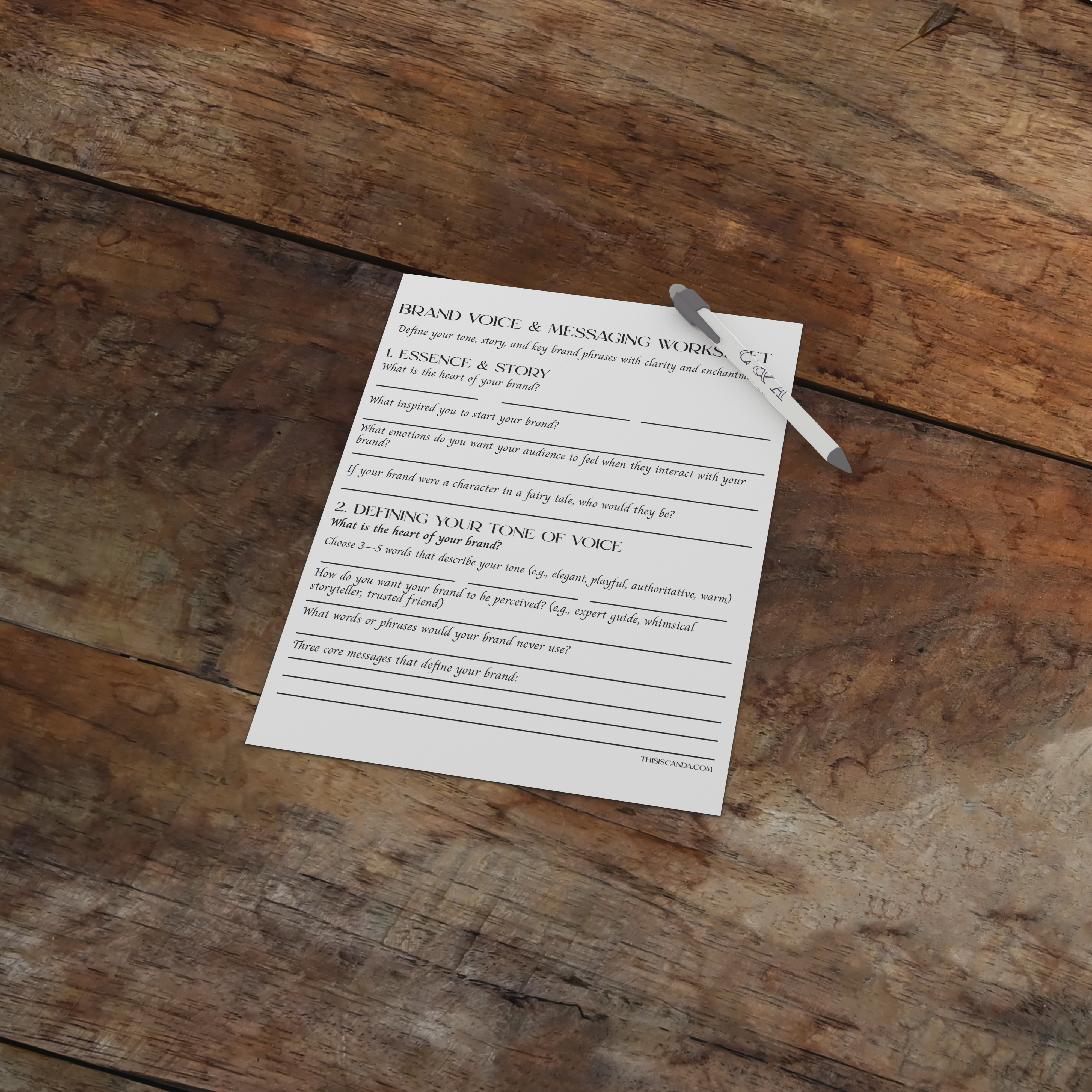Magic Manifesto - Editable Brand Voice & Messaging Worksheet